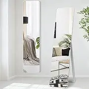 Giantex 160 cm x 37cm Full Length Mirror, Floor Mirror with Stand, Free Standing or Wall Mounted Mirror, Full Body Mirror, Standing Hanging Dressing Mirror for Bedroom Living Room, White