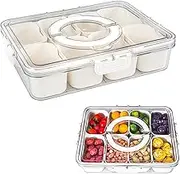 Snack Box, Snack Tray with Lid and Handle, Snack Box with 8 Removable Compartments, Clear Snackle box for Candy, Fruits, Nuts, Snacks, Divided Serving Tray for Party, Camping, Travel (8 compartments)