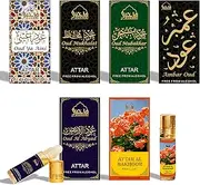 Dukhni Ma’amoul Attar Oil Set | العطار العربي | Authentic Arabic Fragrance Oils| 100% Halal Blends, Ramadan Eid Gifting | Oud Mukhalat, Oud Mubakhar, Oud Abyad, Oud Ya Aini, Attar Al Bakhoor, Ambar Oud -6ml each