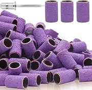 100Pcs Sanding Bands for Nail Drill 150 Grit, Medium Grit Sanding Band for Nail Drill with 3/32” Nail Drill Bit for Acrylic Nail, Gel Nail, Professional Nail Sanding Band Set for Manicure and Pedicure
