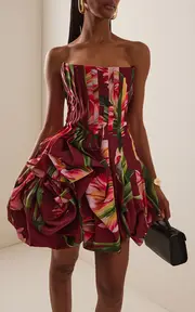 [Carolina Herrera] Floral-Print Pleated Mini Dress