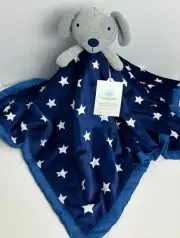 NWT Cloud Island Navy Blue Stars Puppy Dog Satin X Large Baby Security Blanket