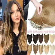 120g Straight Wire In 100% Human Hair Extensions Remy Headband No Clip Weft Dyed