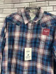 Ariat Womens XL Shirt Real Billie Jean Relaxed Button Shirt Woodland Plaid NWT