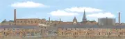 PECO SK-25 Large Old Industrial Town Scenic Background 228mm x 737mm (9" x 29")T