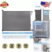 34" Tall Retractable Gate, 72" Wide - Ideal for Indoor/Outdoor Use, Grey Mesh