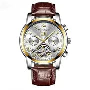 [DAXIAOYU] Fully Automatic Waterproof Men's Mechanical Watch, Leather Hollowed Out Men's Watch, Multifunctional Night Light Trend Watch