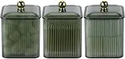 Tbestmax 3 Pack Qtip Holder Dispenser Clear Bathroom Organizer Jar Cotton Swab/Pad/Ball Holder Container Cosmetics Storage for Vanity(Green)