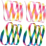 [Minkissy] 2 Pairs Rainbow Polyester Shoelaces of Decorative Flat Ties for Sneakers Canvas Shoes Sports Footwear Eye Catching Blue Pink Rainbow Design