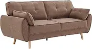 [Sarantino] 3 Seater Modular Linen Fabric Sofa Bed Couch Futon Suite - Brown