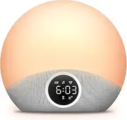 Omebel Sunrise Alarm Clock & White Noise Machine 2-in-1, 30 Soothing Sound for Sleeping, 8 Night Light, Memory Function, Sunrise Alarm Wake Up Lights, Sound Machine for Baby Sleeping Bedroom Decor