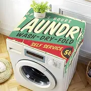 Retro Laundry Machine Cover Dryer Top Covers Anti-Slip Fridge Dust Cover, Roller Washing Machine Top Cover Load With 4 Storage Bags