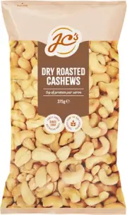 J.C.'S Quality Foods Dry Roasted Cashews 375G