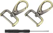 uxcell 2Pcs Swivel Claw Clasp Hooks, 25mm (1 Inch) D Ring Detachable Snap Hook Metal Lobster Claw Clasp with Screwdriver for Purse Keychain DIY Craft, Bronze