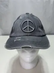 C.C Girls Ponytail Hat Peace Sign Embroidered Criss Cross Cap Gray