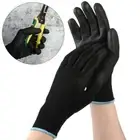 1/6 Pairs Non-slip Black Nylon Work Gloves Coated Polyurethane Labor Protection