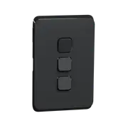 Clipsal Iconic Series Cover Frame - 3 Switches - Iconic Black - 3043C-XB