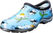 Light Blue Bumble Bee Print Women's Sloggers Clogs Waterproof Garden Shoes