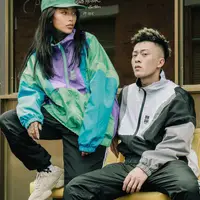 在飛比找蝦皮商城優惠-撞色拼接 潮流 運動 風衣 外套 HIPHOP 嘻哈 饒舌 