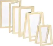 sourcing map 4 Pcs Paper Making Screen Wooden Paper Making Mould Papermaking Frame Kit Double Layer for DIY Paper Craft Making Cards,Bookmarks(3.9x5Inch, 4.9x7.1Inch, 7.5x9.8Inch, 9.8x13.4Inch)