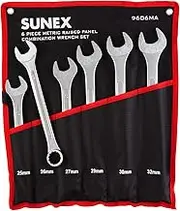 SUNEX TOOLS 9606MA 6 Piece Raised Panel Combination Wrench Set (Raised Panel) CRV