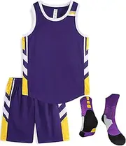 [c2M] Kids Basketball Jerseys Kit Youth Sport Training Uniform Shirt & Shorts for Boys Girls