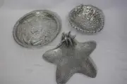 NEW Wilton Armetale Pewter Serving Trays/Bowls 3pcs: Grapes, Veggies, Starfish