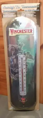 Rivers Edge Nostalgic 5in x 17in Tin Thermometer - Winchester Rider - #1377