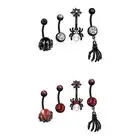 4x Belly Button Ring Dangle Body Piercing Stainless Steel Navel Ring for