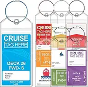 ME.FAN 7 Pack Cruise Luggage Tag Holder for Carnival, Princess, MSC, NCL, Clear Cruise Tags Holder - Waterproof, Reusable, Zip Seal, Cruise Essentials
