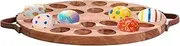 UKQRRTC Acacia Wood Deviled Egg Platter, 24 Holes Round Deviled Egg Plate, Multipurpose Serving Tray for Holidays Gatherings Parties