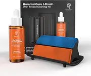 HumminGuru I-Brush Vinyl Record Cleaning Kit, Anti-Static Vinyl Record Cleaner Kit with Dual Velvet Pads Vinyl Record Brush + Alcohol-Free Record Cleaning Solution + LP Brush Holder (I-Brush)