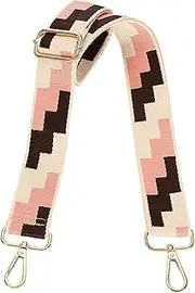 [uxcell] Purse Straps Replacement Crossbody, 1.5 Inch Wide Shoulder Bag Strap Adjustable Canvas Straps for Handbag Wallet Clutch Bags with Light Gold Buckle, White-Black-Pink Blocks