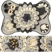 DJAPWPX Dog Snuffle Mat Funny Dogs Sniff Pad Soft Polyester Dog Treat Dispenser Mat Anti Slip Dog Feeding Mat Washable Sniff Feeding Mat for Puppies Small and Medium Dogs (Grey, A)