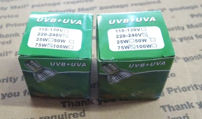 2 pack 75W E27 UVA+UVB Chauffage Ampoule Lampe Reptile Terrarium Brooder bx135