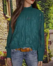 NWT SUNDANCE CATALOG Dorina Lace Top in Spruce Size Medium Petite
