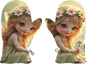 [Joisal] Whimsical Flower Fairy Green Youth Gloves Winter, Gloves for Cold Weather for Kids, Ideal for Cold Weather, Girls Gloves 10 12 Years, Small, Whimsical Flower Fairy Green