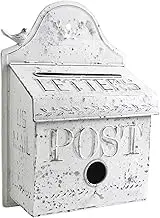 Ｂｅｓｇａ Wall Mount Mailbox Post Box Postbox Post Letter Home Decor Drop Box Metal Mail Boxes for Front Door Farmhouse Outside White