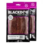 2x Blackdog Pet Chewy Low Fat/Salt Kangaroo Meat Jerky Straps Dog Treats/Snacks