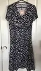 Noni B Dress Size 12 Puff Print Faux Wrap Short Sleeve Black & White New Tags