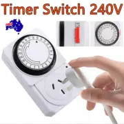24HR Mechanical Analogue Time 240V 2400W Max Wall Plug Switch Timer Socket