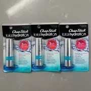 3 Chapstick Total Hydration 3-In-1 Lip Care Soothing Oasis Non Tinted- Sealed