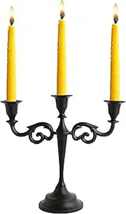 Rely+ 3 Arm Candelabra - 10 Inch Tall Matte Black Tapered Candle Holder - Elegant Candle Stands and Candlesticks Holders for Home Decor - Fits 3/4-Inch-Thick Candles
