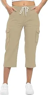 [Generic] Women's Solid Color Casual Hiking Pants Outdoor Pants /4 Summer Pants Capri Cargo Pants Lightweight Stretch Hiking Pants Overalls Womens Petite Sweatpants