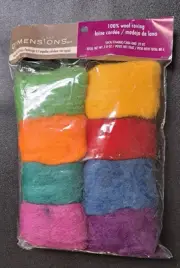 Dimensions Needlecraft 100% Wool Roving Each .35 Oz 8 Colors Craft Felting