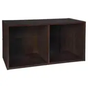 12 in. H x 24 in. W x 12 in. D Espresso Wood Look 2-Cube Storage Organizer NEW