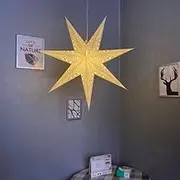 Paper Lanterns with Fairy String Light - Light Up Lanterns, Bethlehem Star for Xmas Hanging Decoration - 27.5 inch, Off White