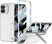 [YQODSZ] for Google Pixel 9 Pro Fold Case with Magnetic Hinge Protection, Premium PU Leather Case Screen Protector Kickstand All-Inclusive Protective Cover Case for Google Pixel 9 Pro Fold Silver