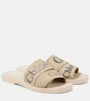 [Chloe] Chloé Woody logo embroidered slides AU 8 neutrals