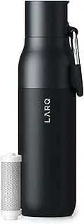 LARQ Bottle Filtered - Insulated Stainless Steel Water Bottle BPA Free with Nano Zero Technology and Long-Lasting Filters (500ml, Obsidian Black)